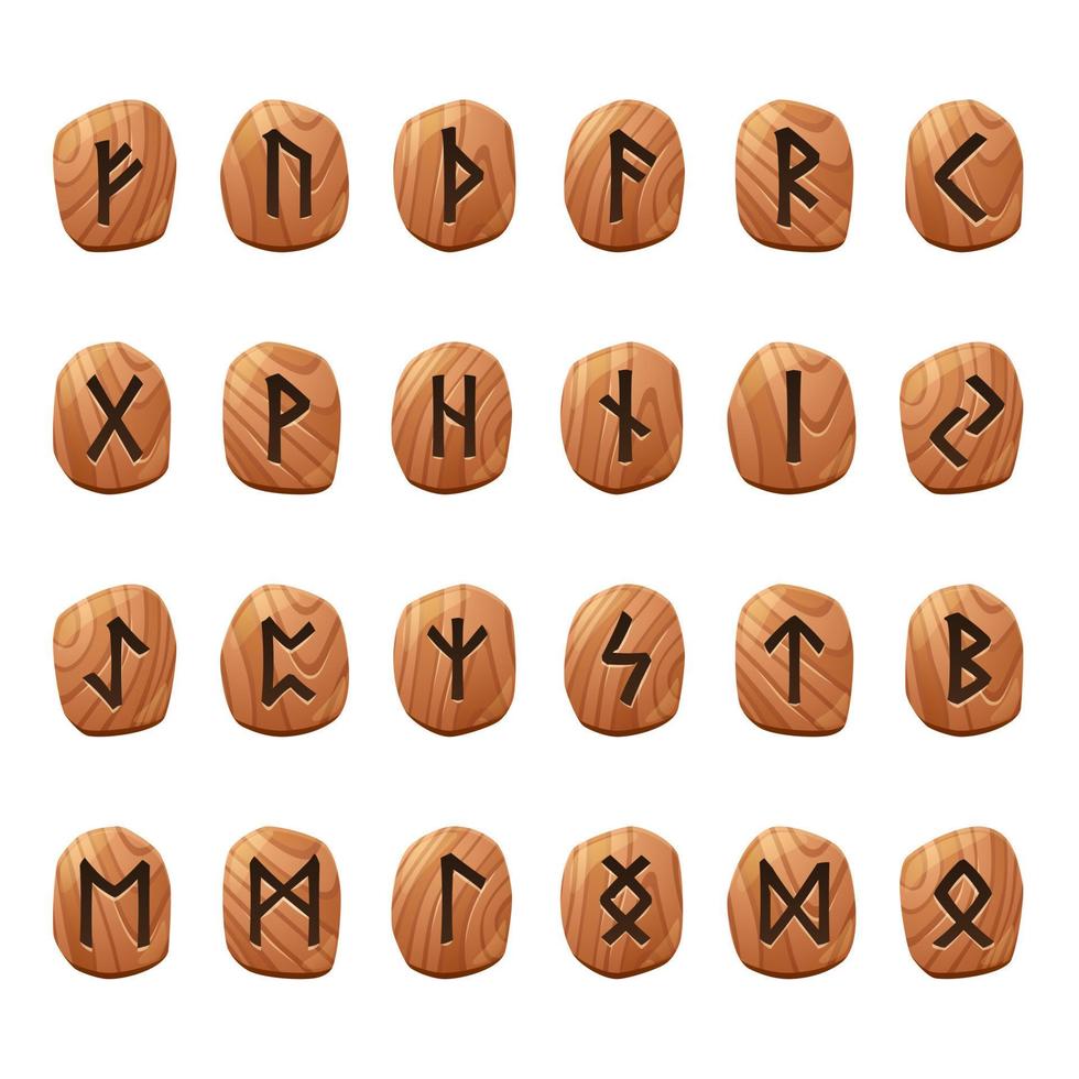 conjunto de runas de juego, alfabeto antiguo nórdico, iconos vector