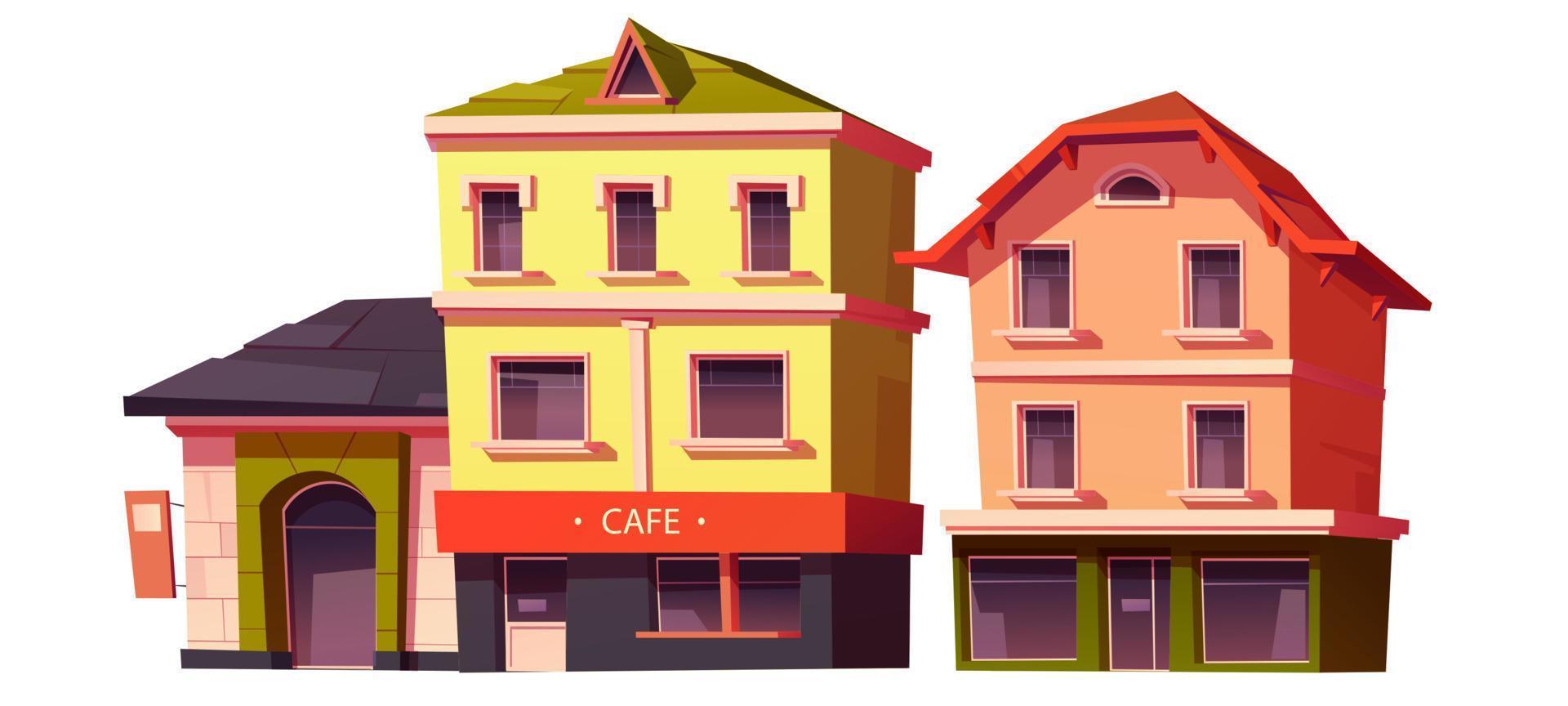 Retro buildings, town or city vintage houses. vector