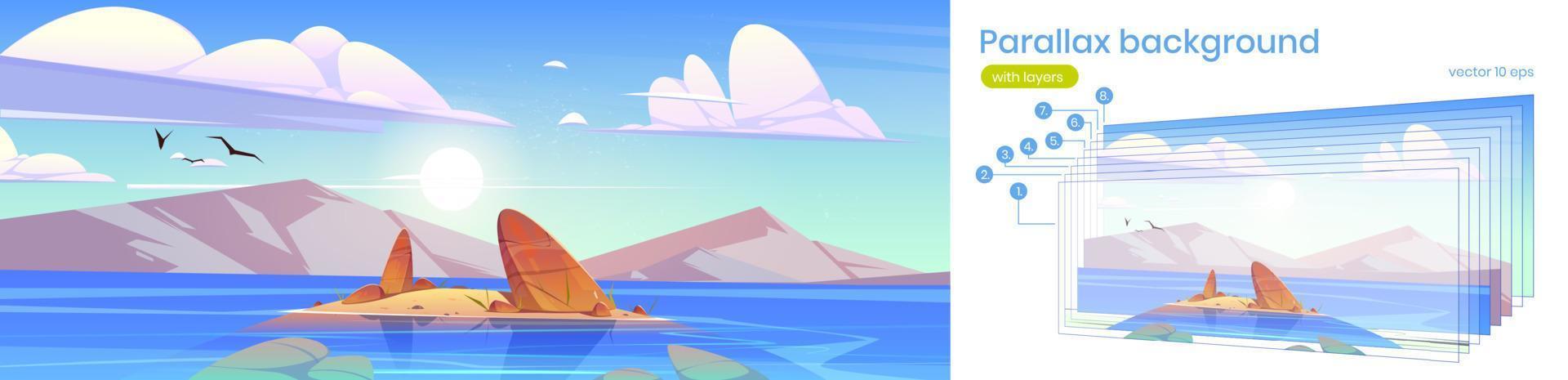 paralaje fondo océano o mar naturaleza paisaje vector