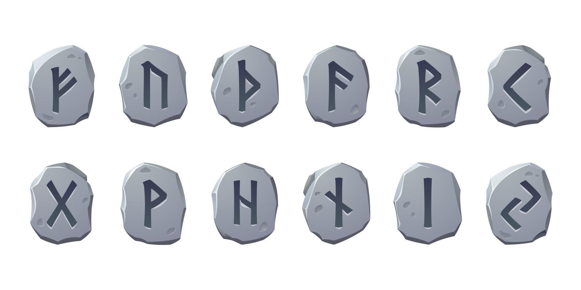 Nordic runes, game ancient alphabet, viking futark vector