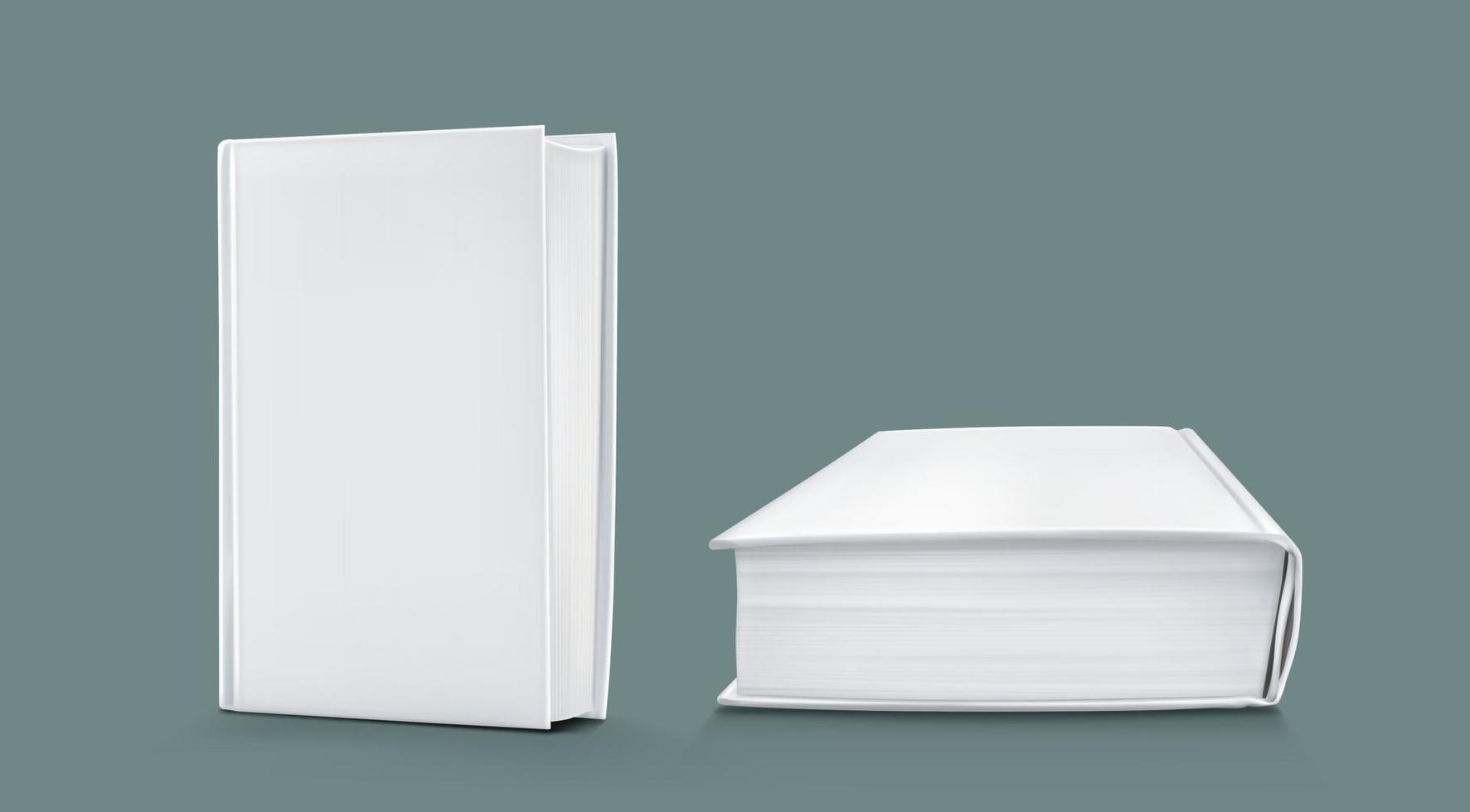 plantilla de libro de papel en blanco con tapa blanca vector