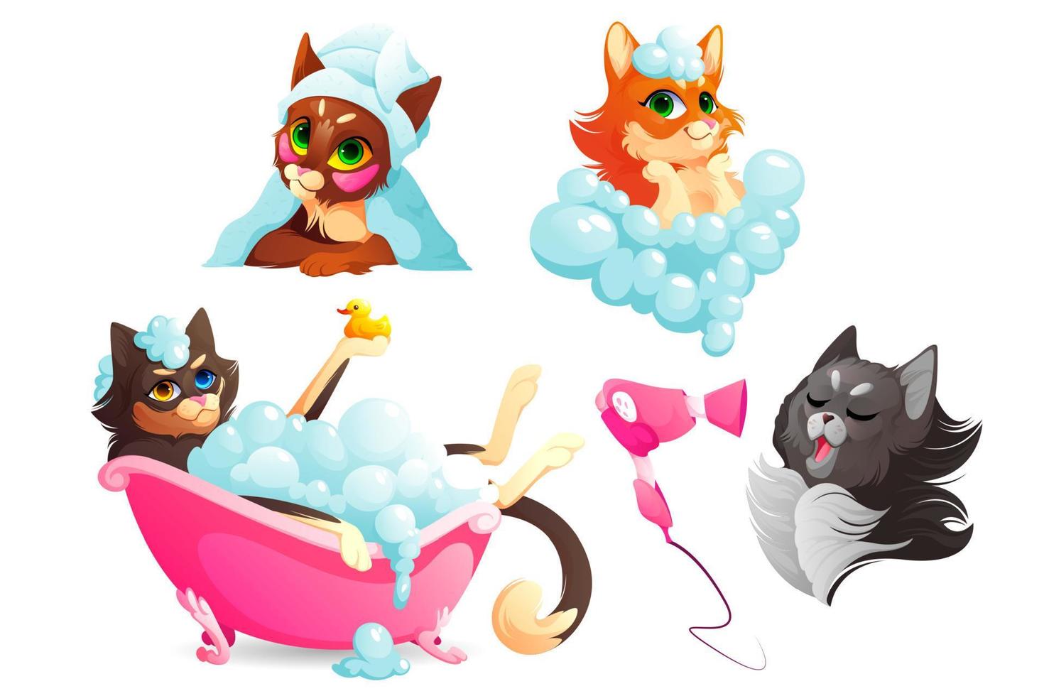 Cats or dogs spa and grooming service, hygiene vector