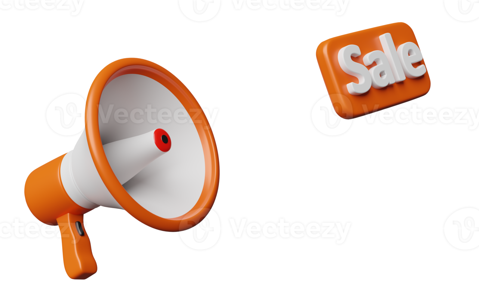 orange megaphone or hand speaker with sale label tag isolated. online shopping concept, 3d illustration or 3d render png