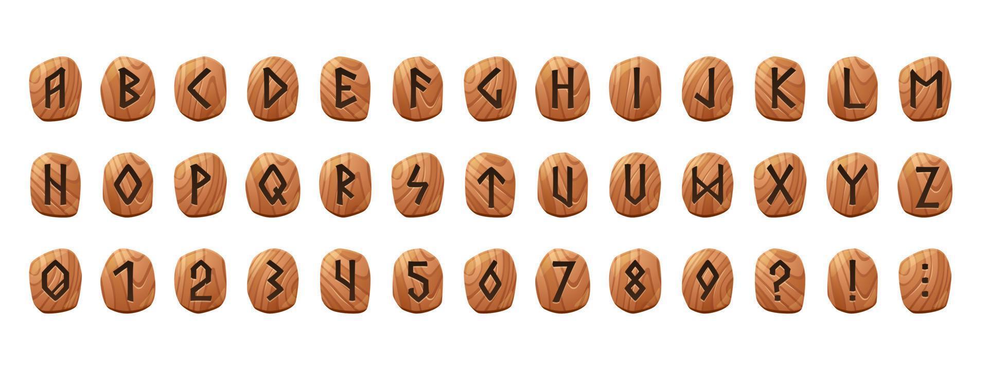 Rune alphabet on wooden tablets vector