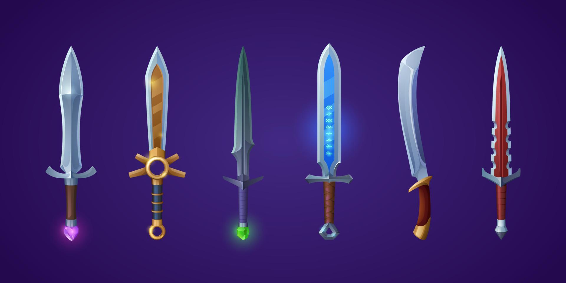 Medieval swords, weapons of knight or warrior vector