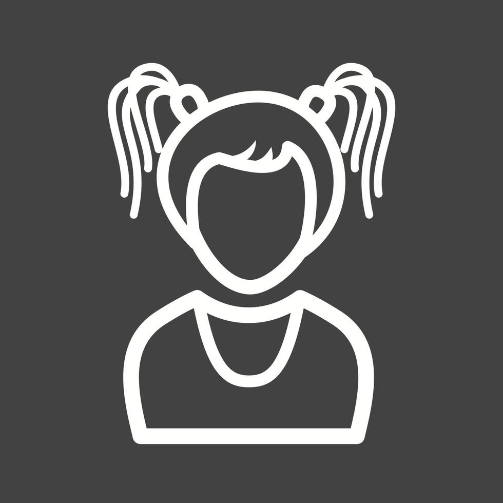 Girl in High Ponytails Line Inverted Icon vector
