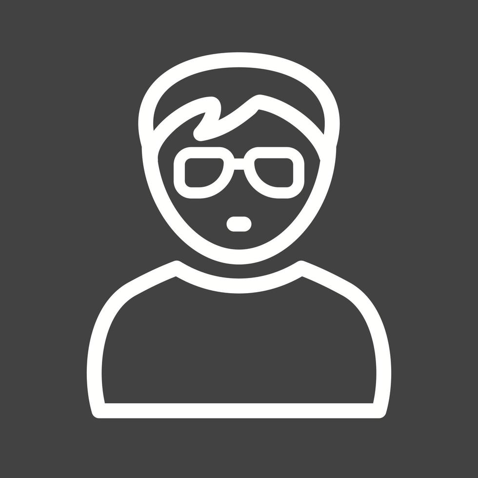 chico en línea de gafas nerd icono invertido vector