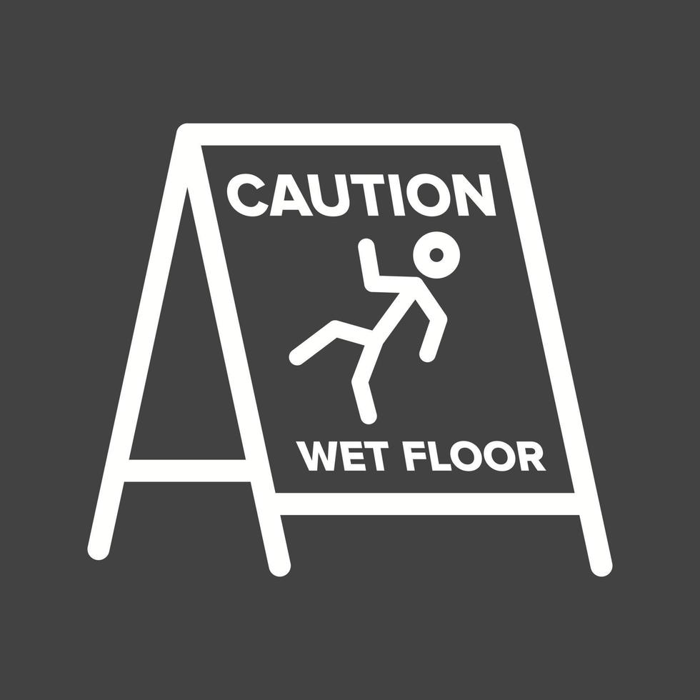 Wet Floor Sign Line Inverted Icon vector