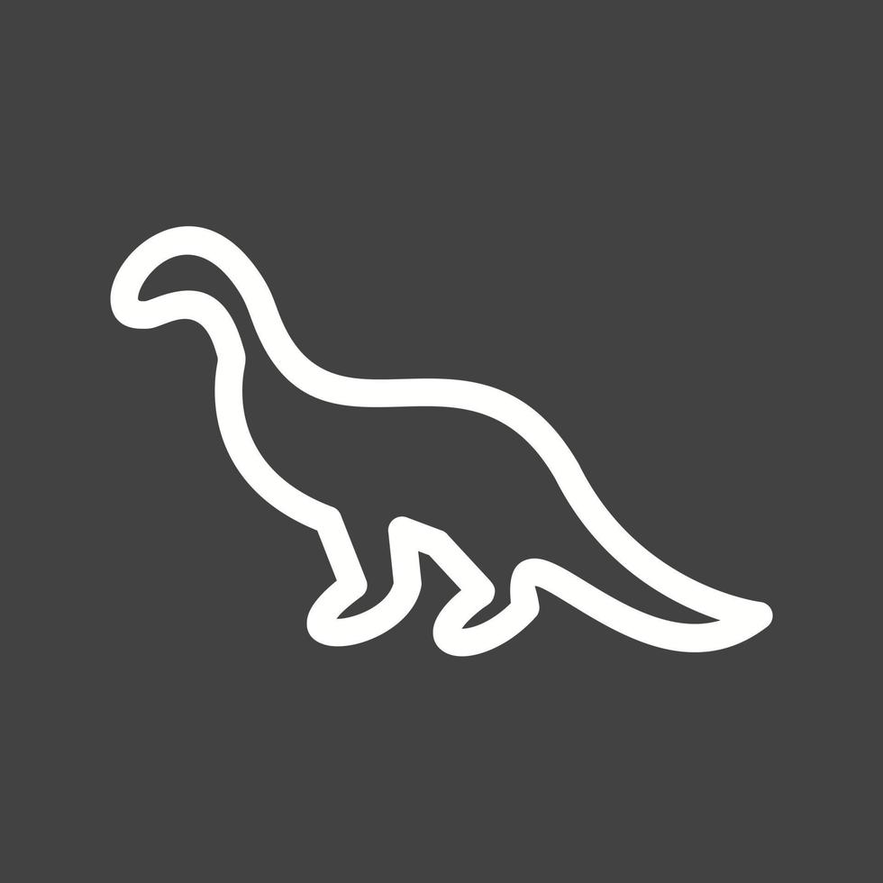 icono de línea invertida de dinosaurio vector