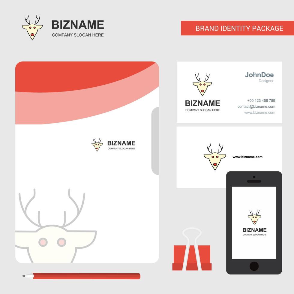 tarjeta de visita de portada de archivo de logotipo de empresa de renos y diseño de aplicación móvil ilustración vectorial vector