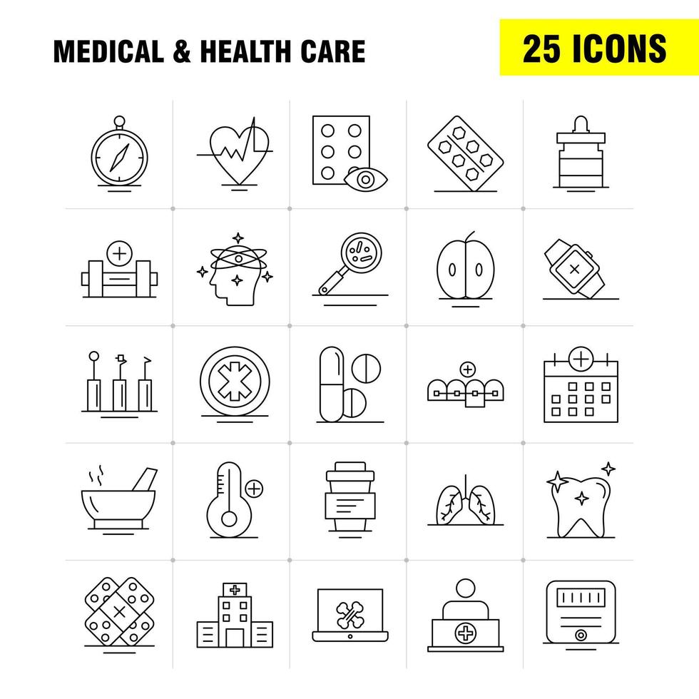 Medical And Health Care Line Icon for Web Print and Mobile UXUI Kit Such as Medical Browse Compass Navigation Calendar Medical Health Plus Pictogram Pack Vector