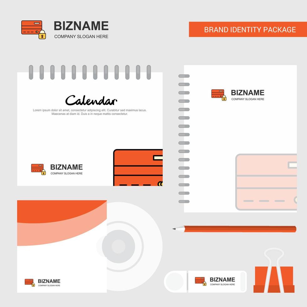 Secure credit card Logo Calendar Template CD Cover Diary and USB Brand Stationary Package Design Vector Template