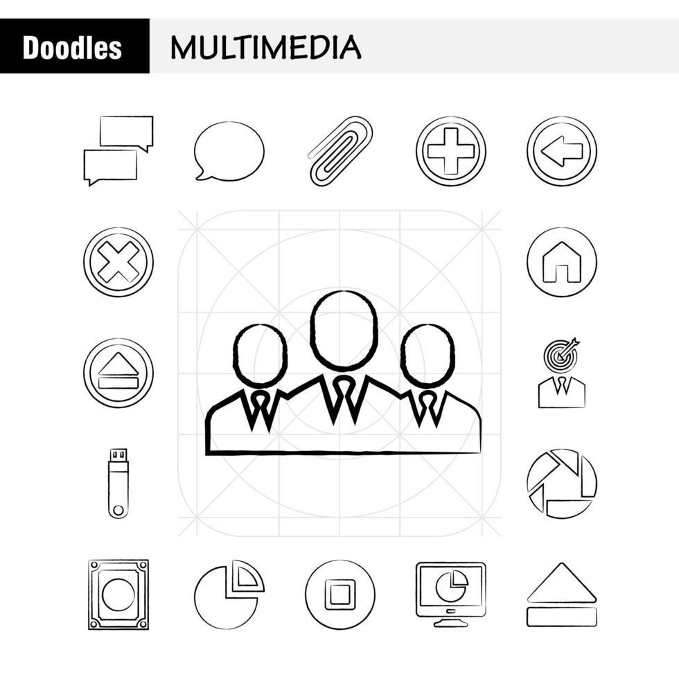 Multimedia Hand Drawn Icon for Web Print and Mobile UXUI Kit Such as Chat Communication Message Notification Chat Communication Message Notification Pictogram Pack Vector