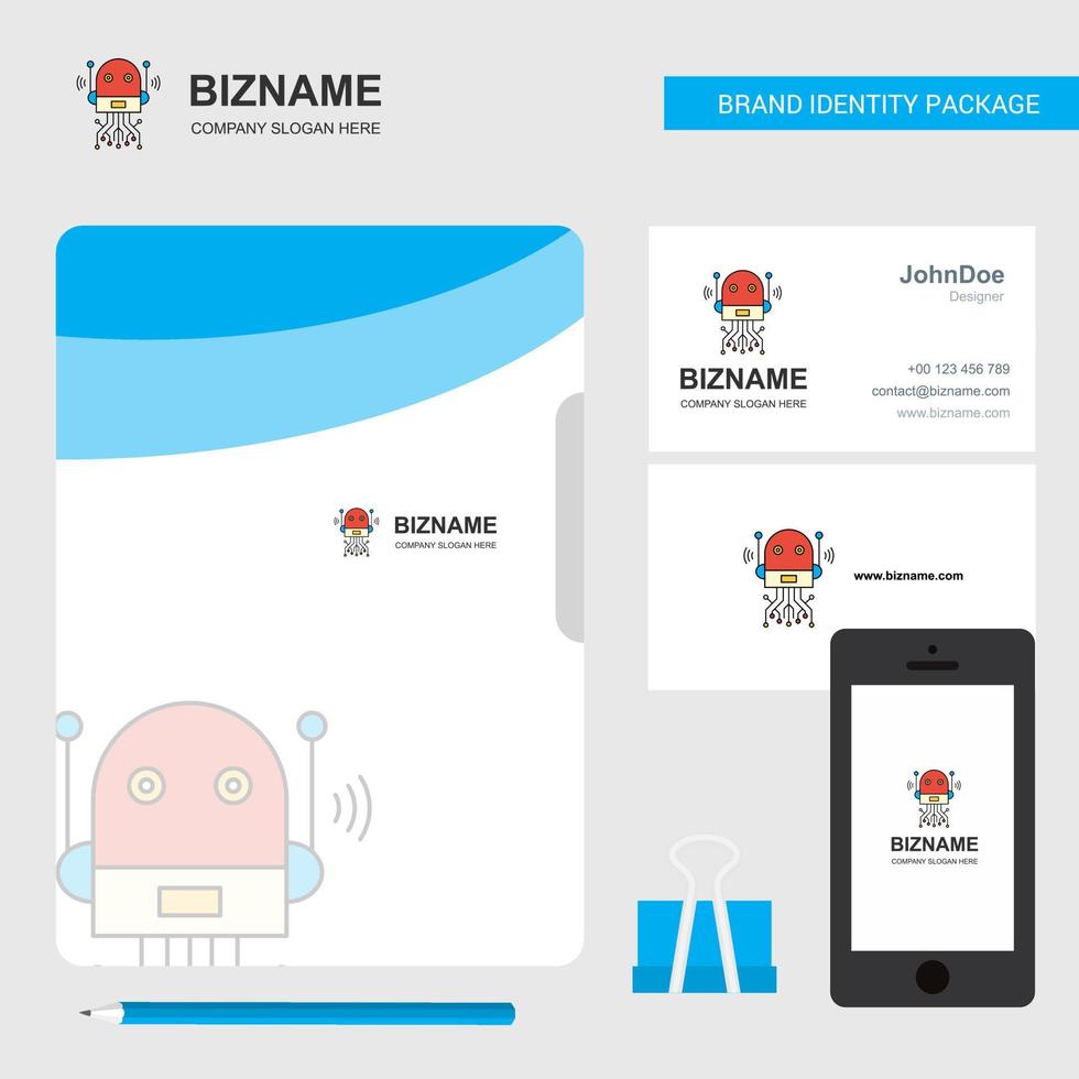 Robotics Business Logo File Cover Visiting Card and Mobile App Design Vector Illustration