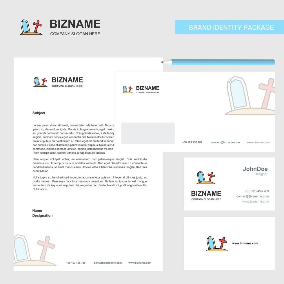 Graveyard Business Letterhead Envelope and visiting Card Design vector template