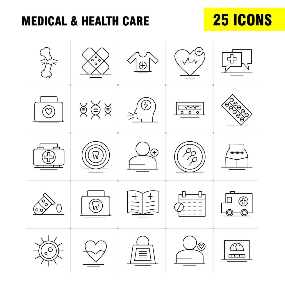 icono de línea de atención médica y de salud para impresión web y kit de uxui móvil, como el hospital médico charlando salud vendaje salud médico hospital pictograma paquete vector