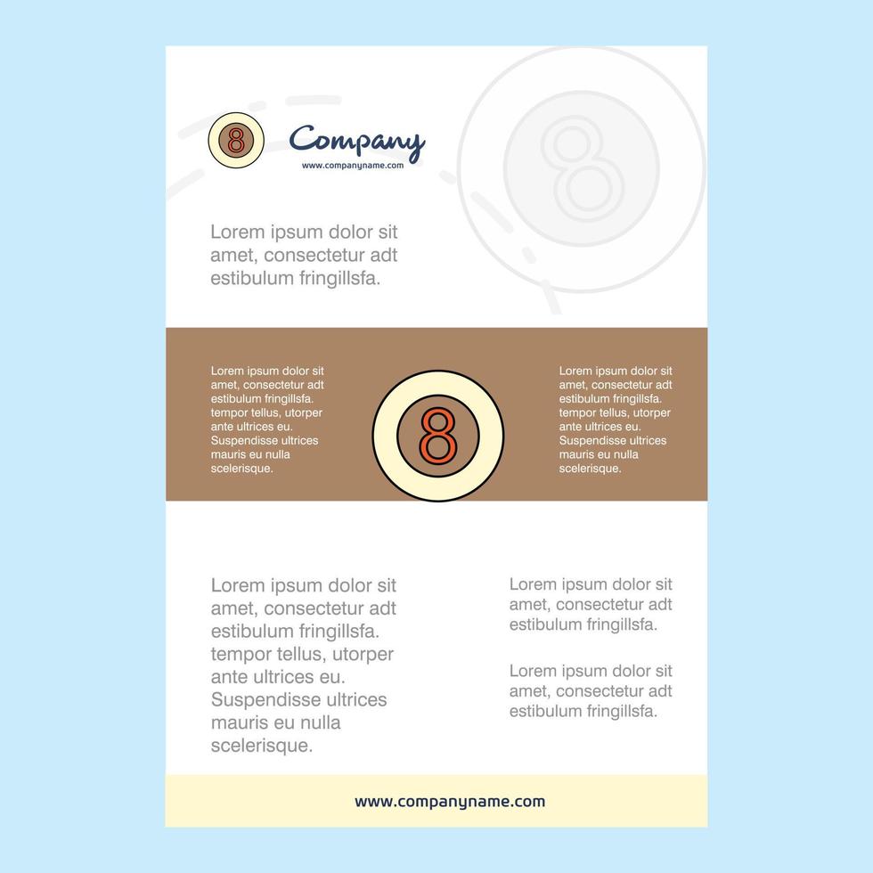 Template layout for Snooker ball comany profile annual report presentations leaflet Brochure Vector Background
