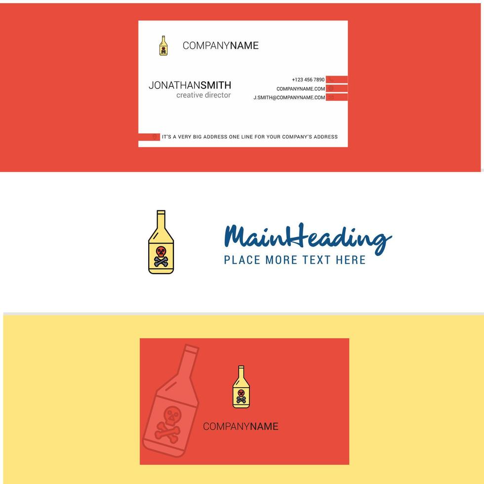 Beautiful Drink bottle Logo and business card vertical Design Vector