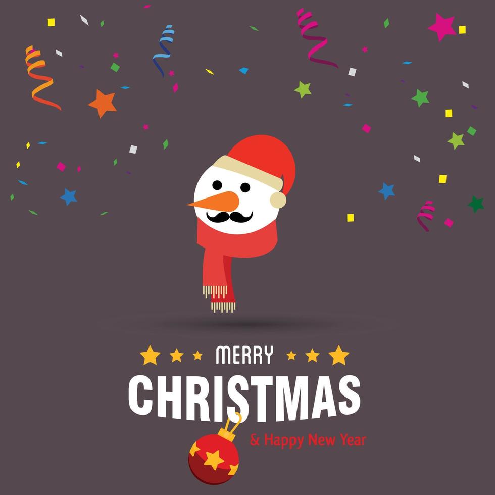 Merry Christmas card design with creative typography and dark background vector