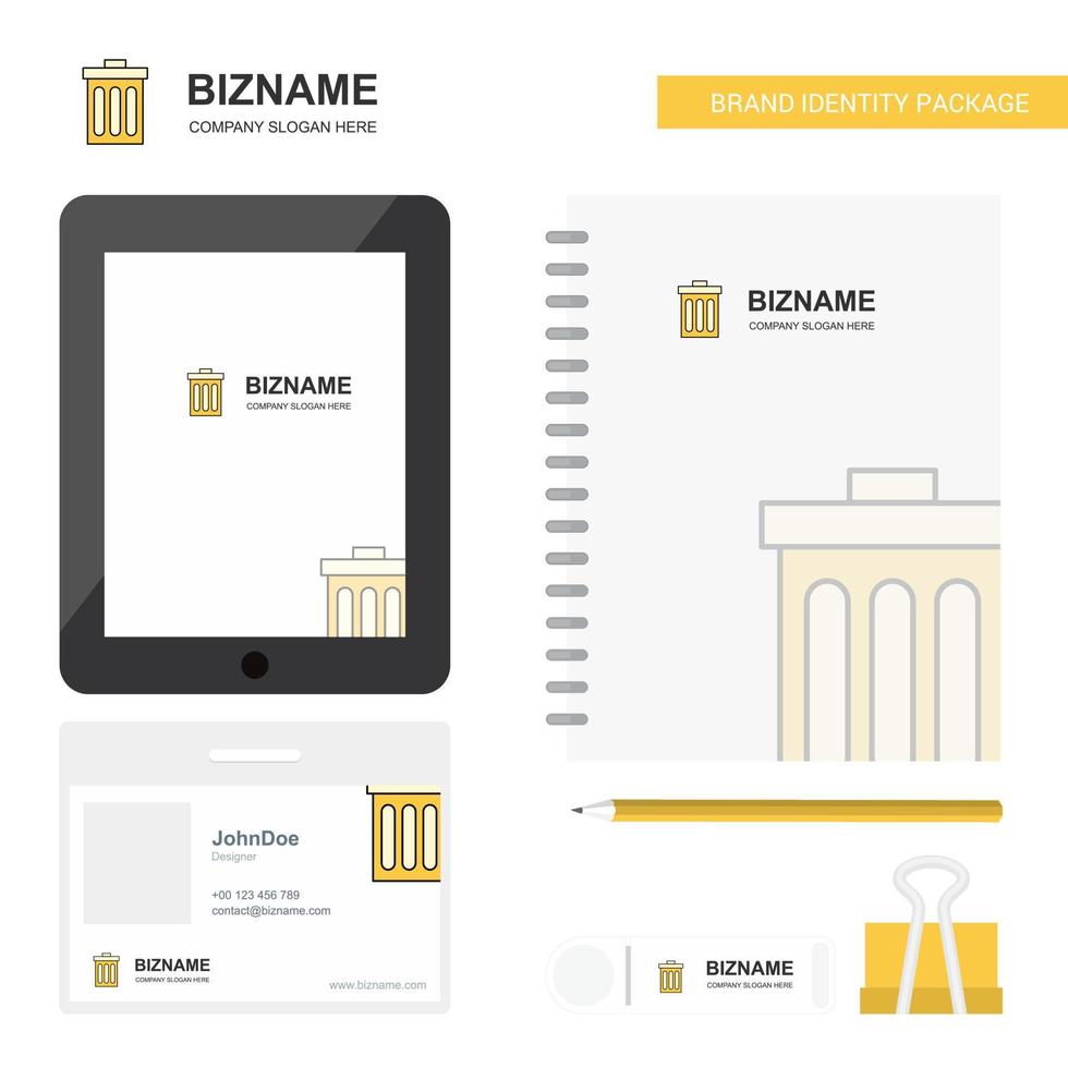 Trash Business Logo Tab App Diary PVC Employee Card and USB Brand Stationary Package Design Vector Template