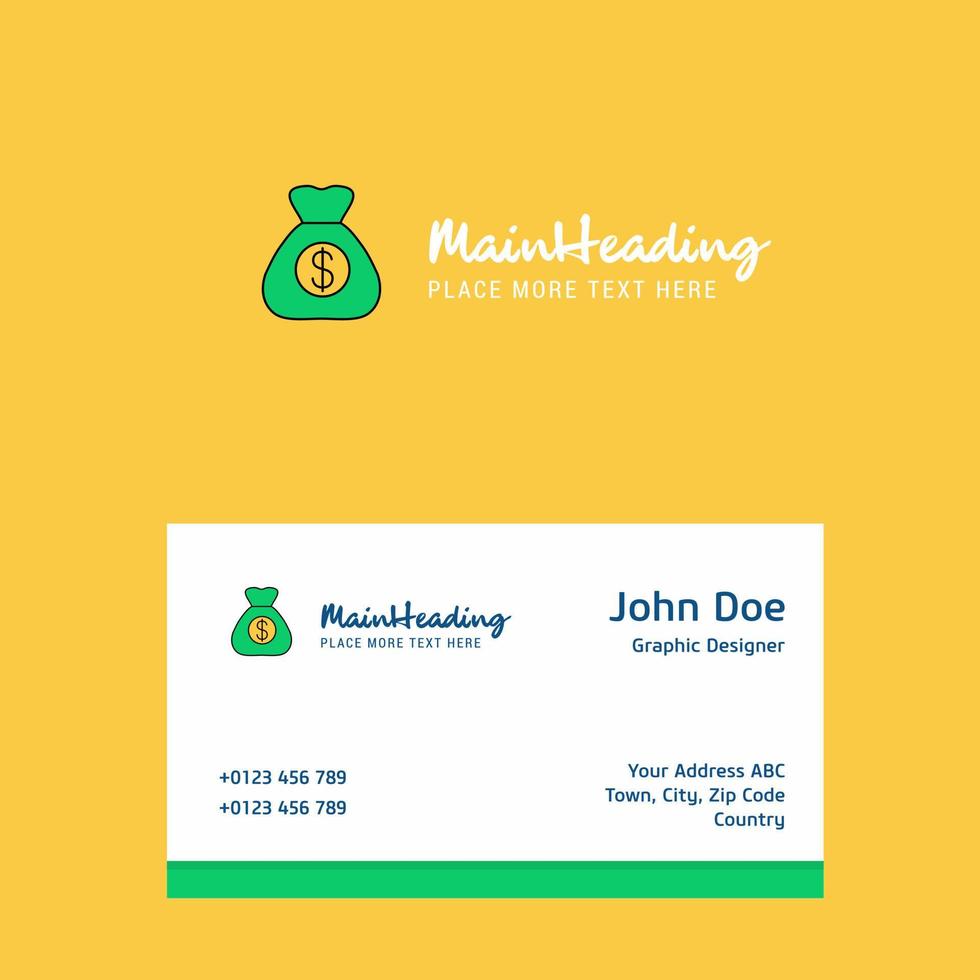 Money bag logo Design with business card template Elegant corporate identity Vector