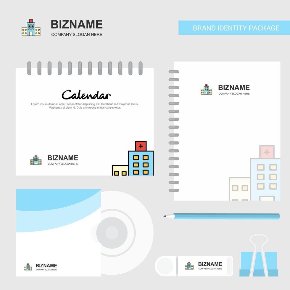 Hospital Logo Calendar Template CD Cover Diary and USB Brand Stationary Package Design Vector Template