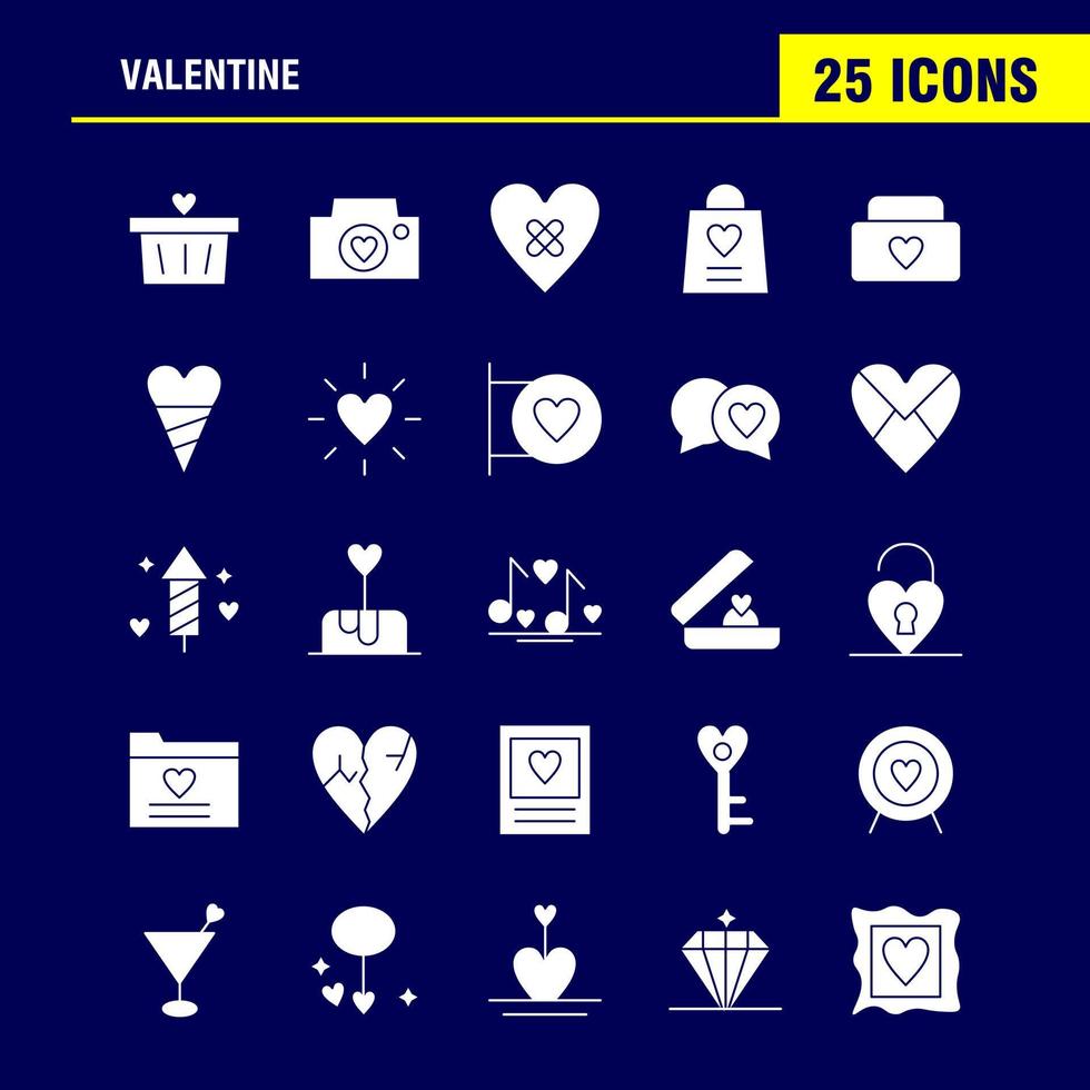 paquete de iconos de glifo sólido de san valentín para diseñadores y desarrolladores iconos de carrito de cesta imagen de cámara de san valentín romántico vector de san valentín romántico