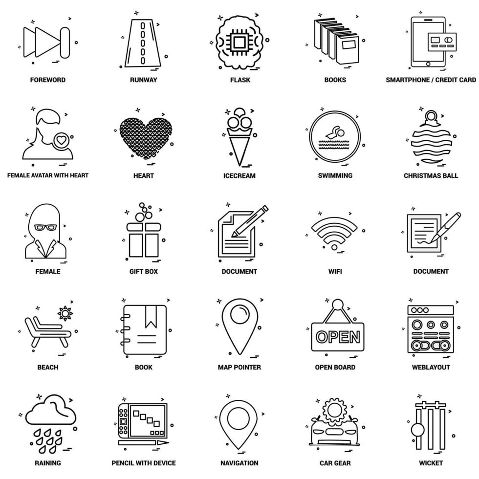 25 Business Concept Mix Line Icon set vector