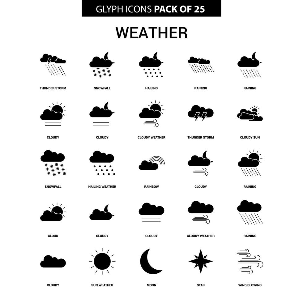 Weather Glyph Vector Icon set