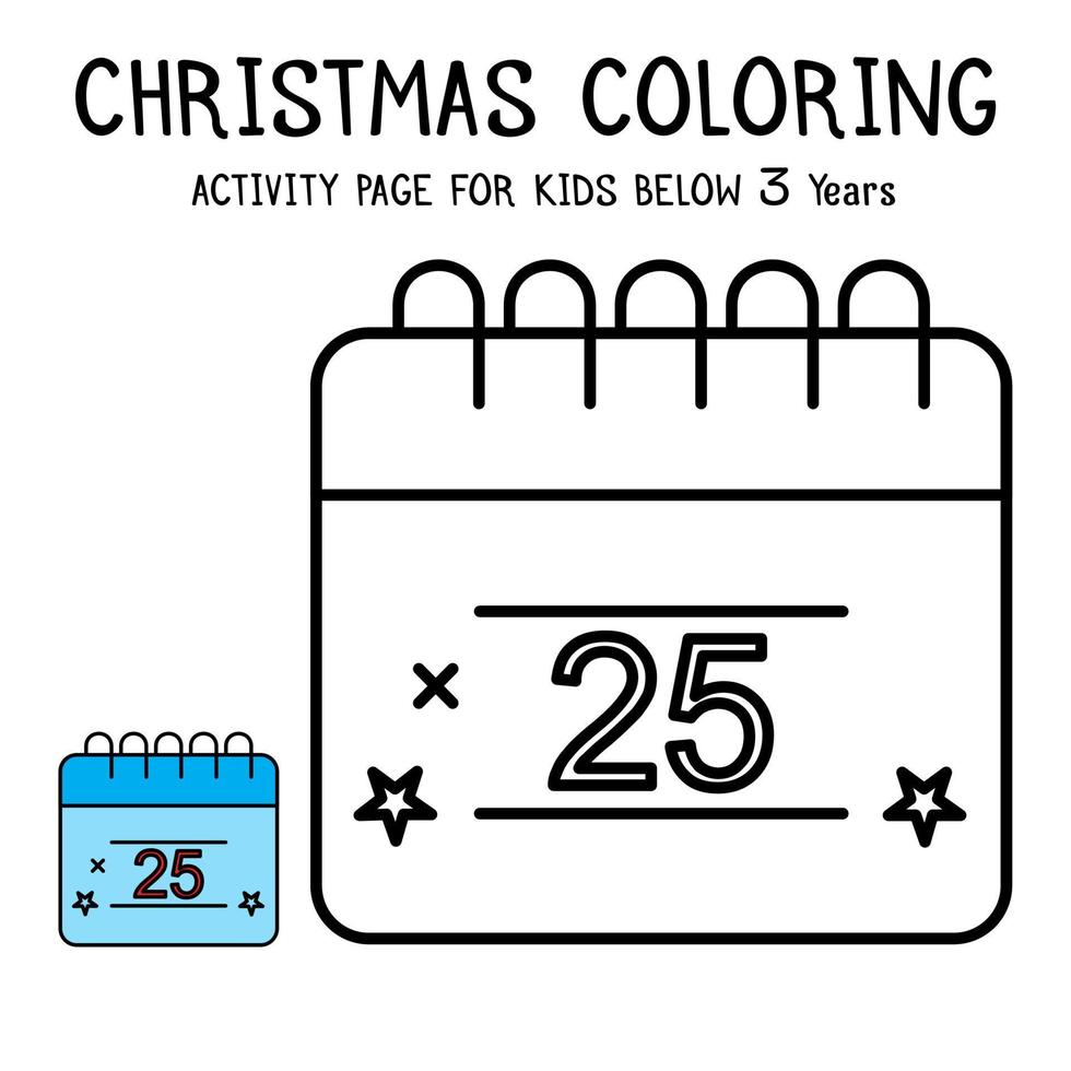 Christmas Coloring Actvity Book For Kids Below 3 Years vector