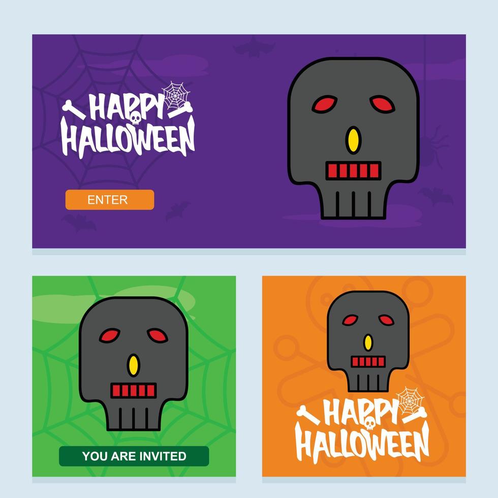 diseño de invitación de halloween feliz con vector de calavera