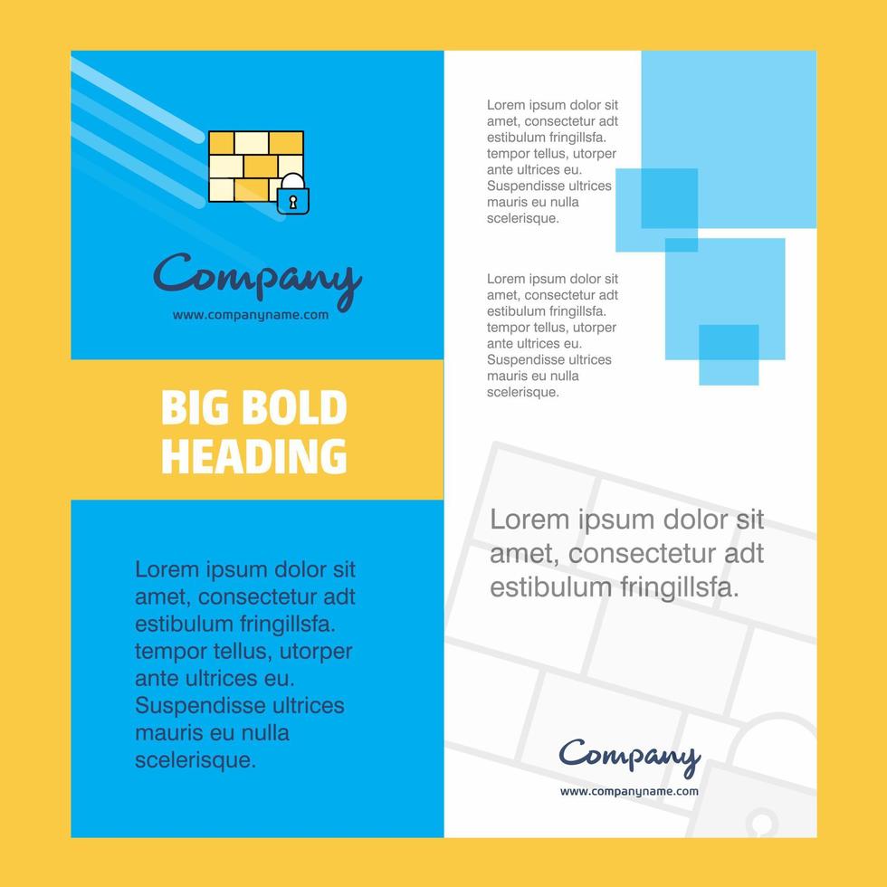 Firewall protected Company Brochure Title Page Design Company profile annual report presentations leaflet Vector Background