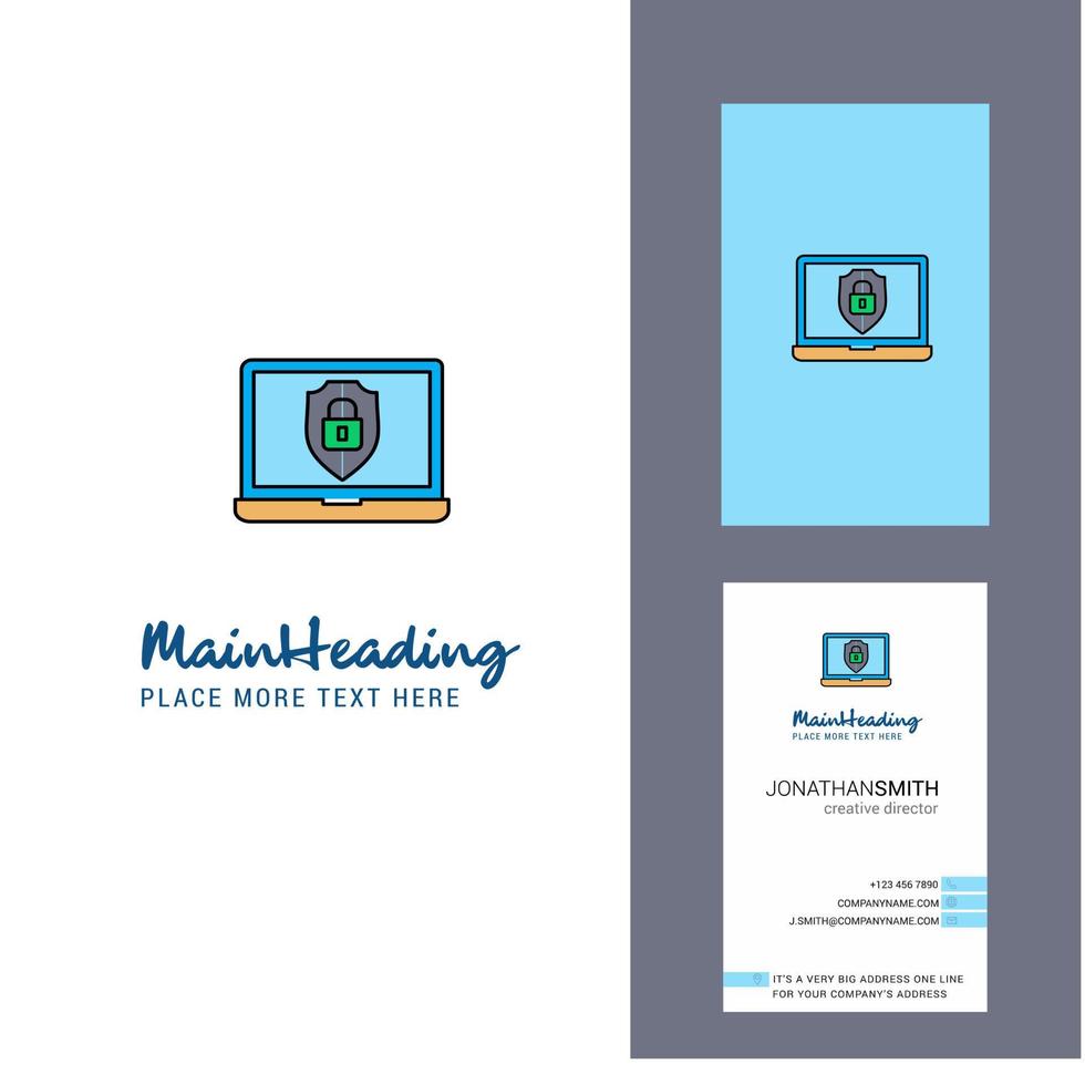 Laptop protected Creative Logo and business card vertical Design Vector