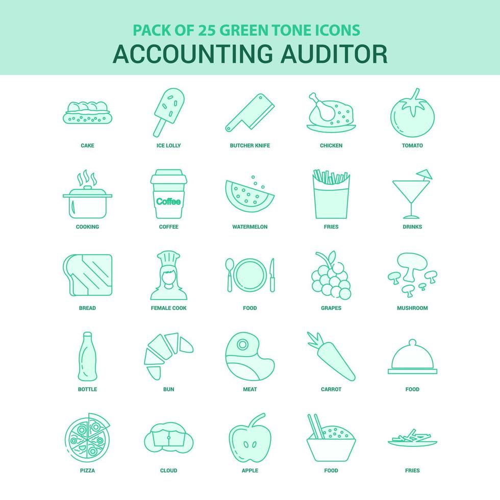 25 conjunto de iconos de auditor de contabilidad verde vector