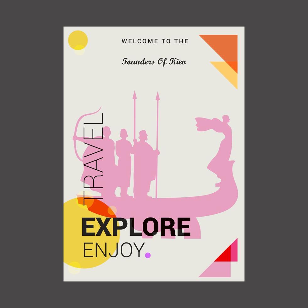 bienvenido al fundador de kiev ucrania explore travel enjoy poster template vector