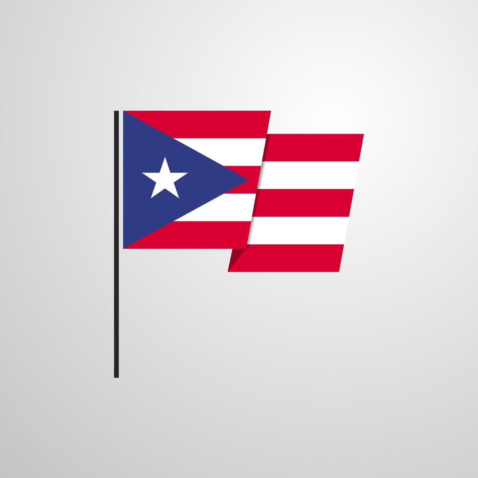vector de diseño de bandera ondeante de puerto rico