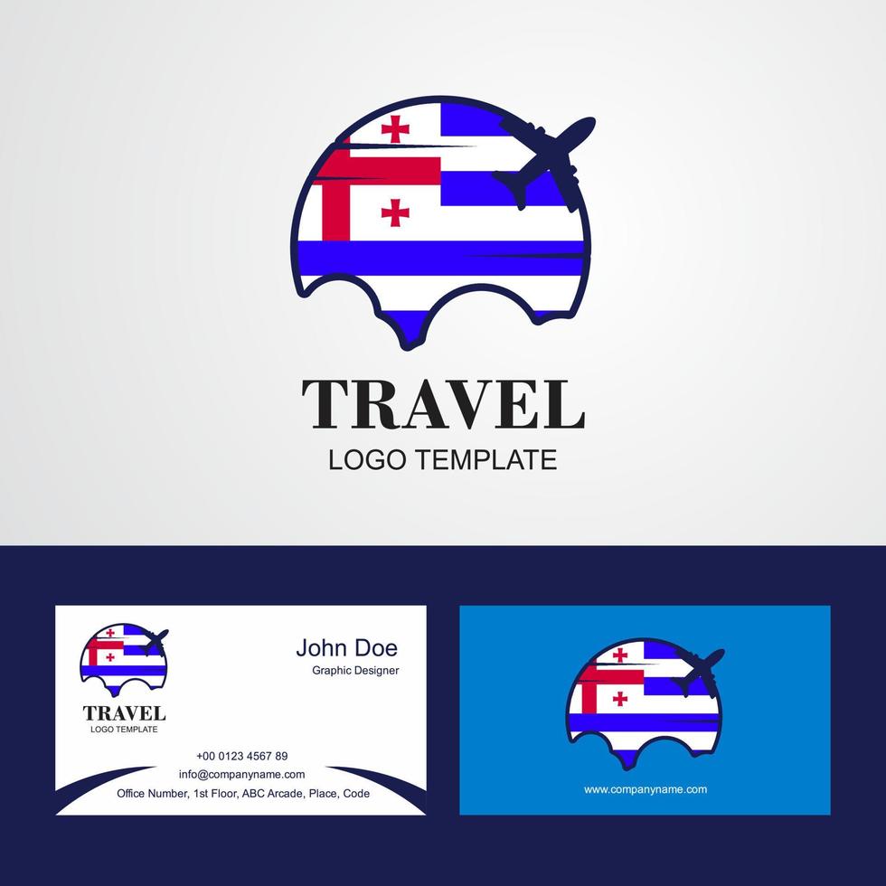 Travel Ajaria Flag Logo and Visiting Card Design vector