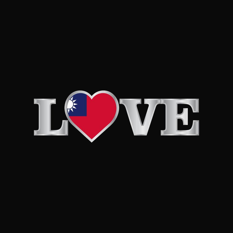 Love typography with Taiwan flag design vector