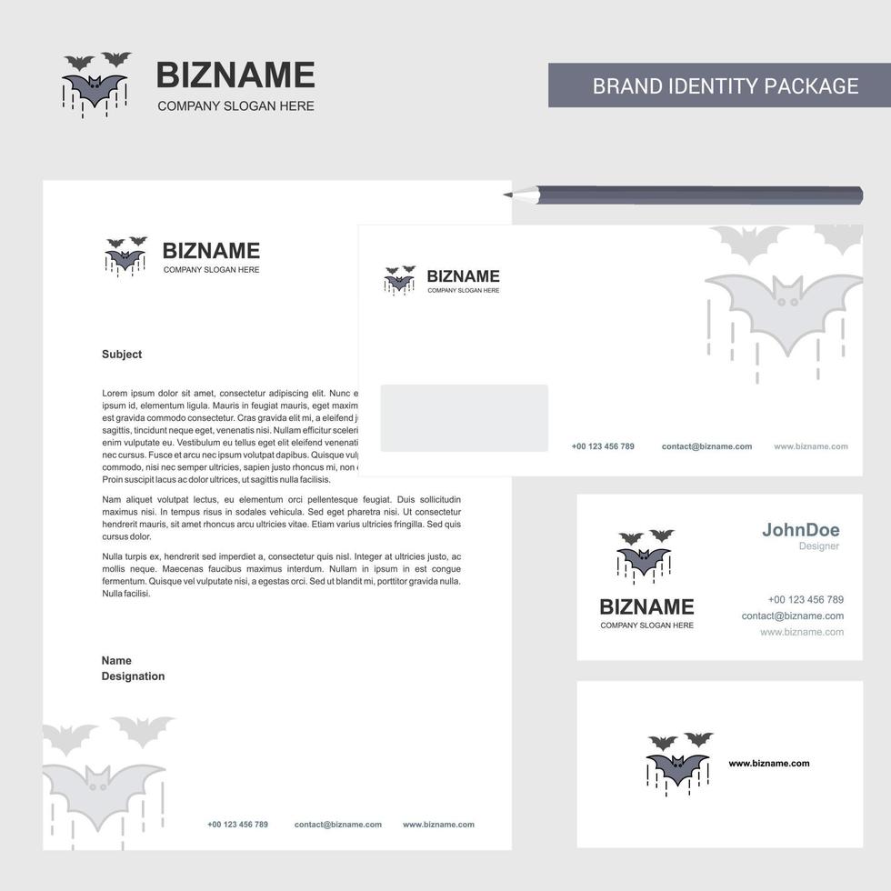 Bat Business Letterhead Envelope and visiting Card Design vector template