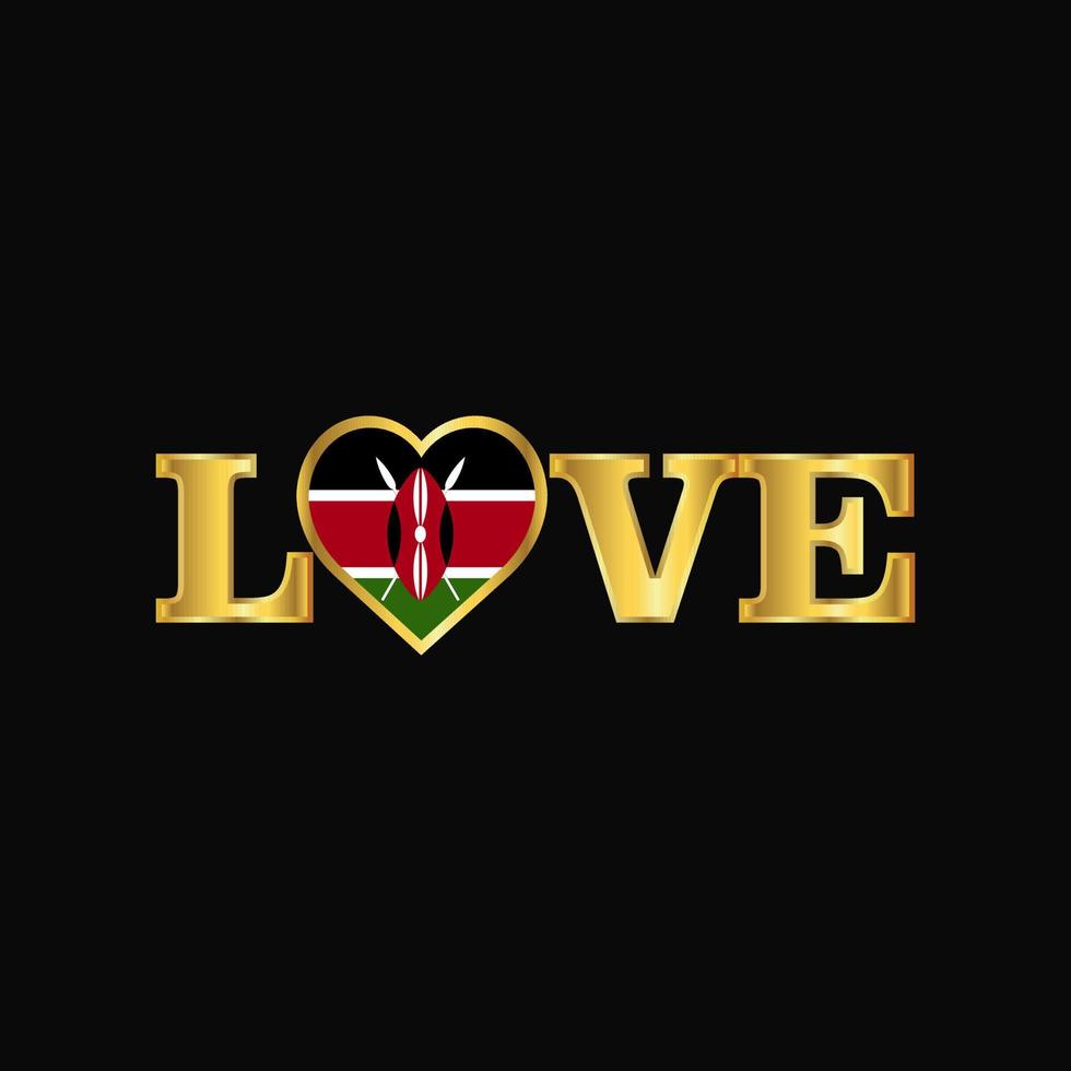 vector de diseño de bandera de kenia de tipografía de amor dorado
