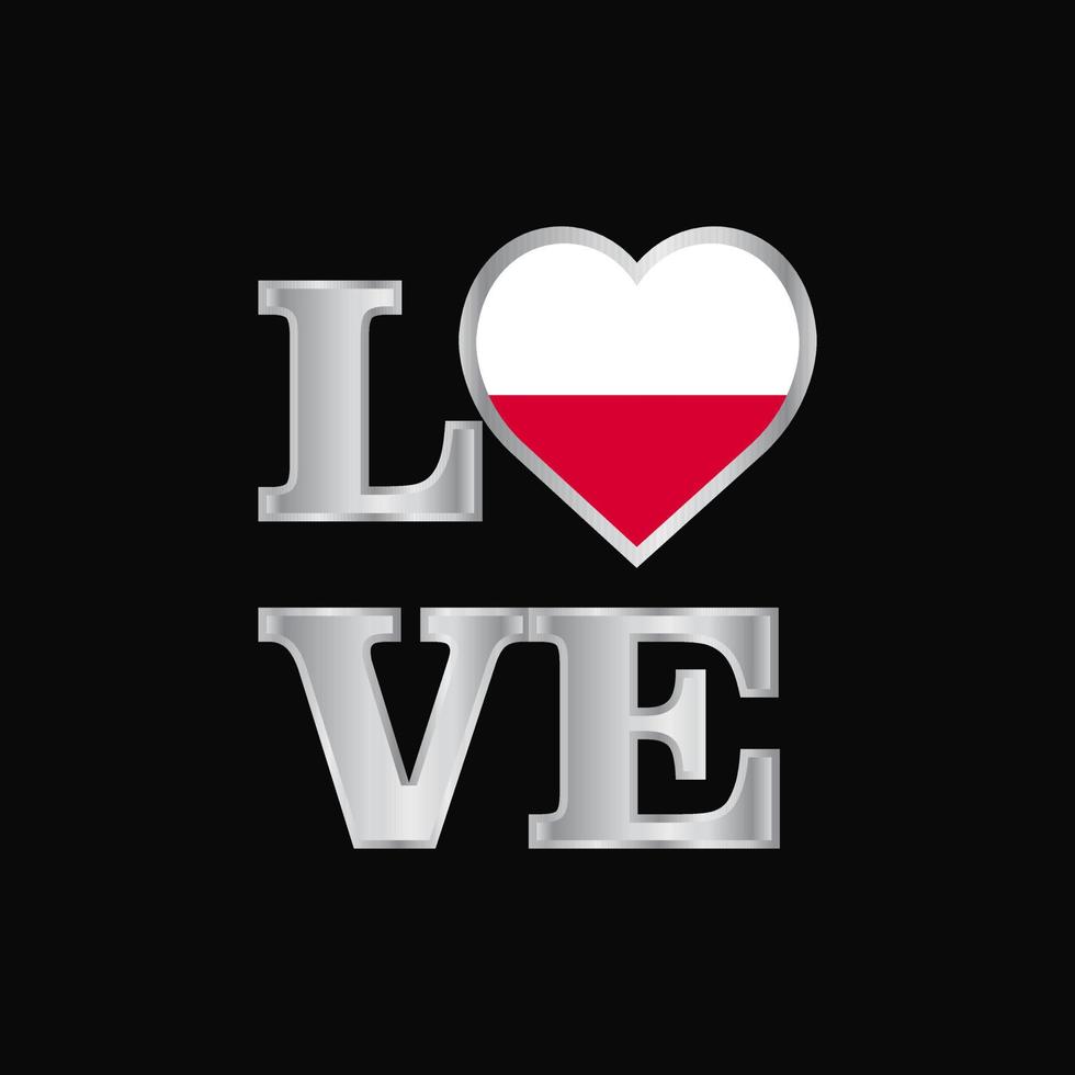 amor tipografía polonia bandera diseño vector hermosa letras