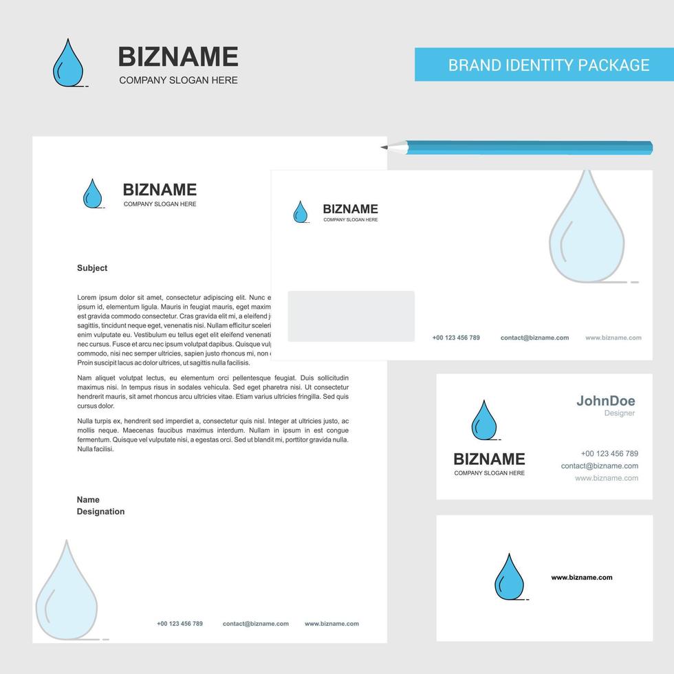 Water drop Business Letterhead Envelope and visiting Card Design vector template