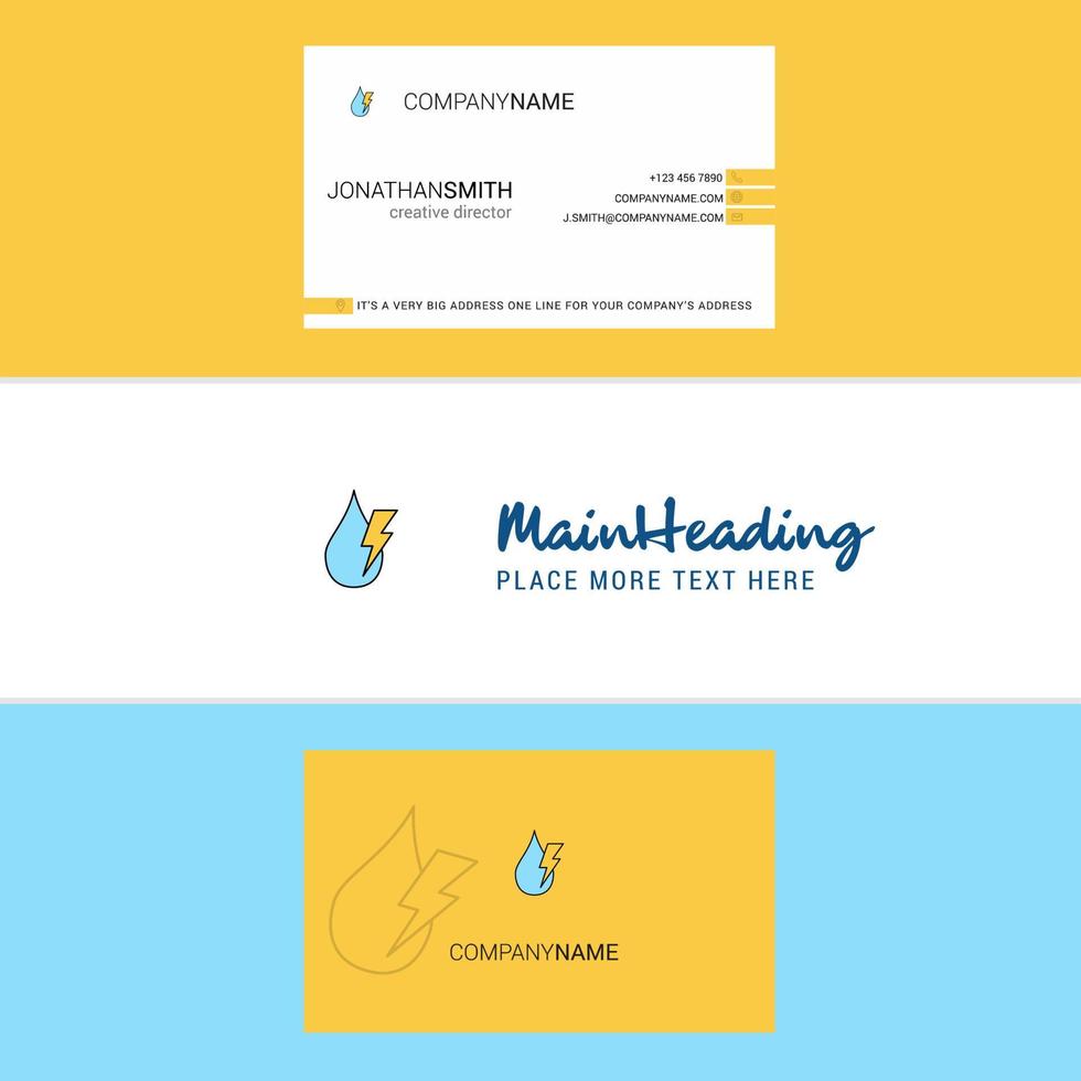 Beautiful Water drop with current Logo and business card vertical Design Vector