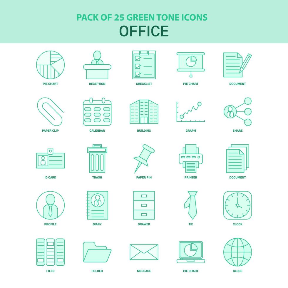 25 Green Office Icon set 14344783 Vector Art at Vecteezy