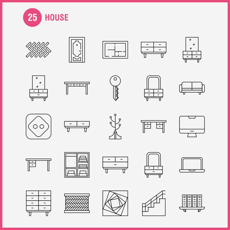 House Line Icon for Web Print and Mobile UXUI Kit Such as Couch Furniture Sofa Interior Chest Drawer Furniture Keep Pictogram Pack Vector