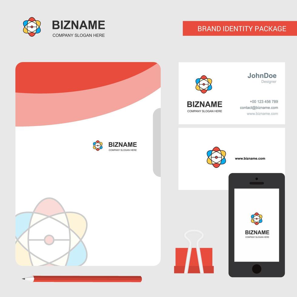 Nuclear Business Logo File Cover Visiting Card and Mobile App Design Vector Illustration