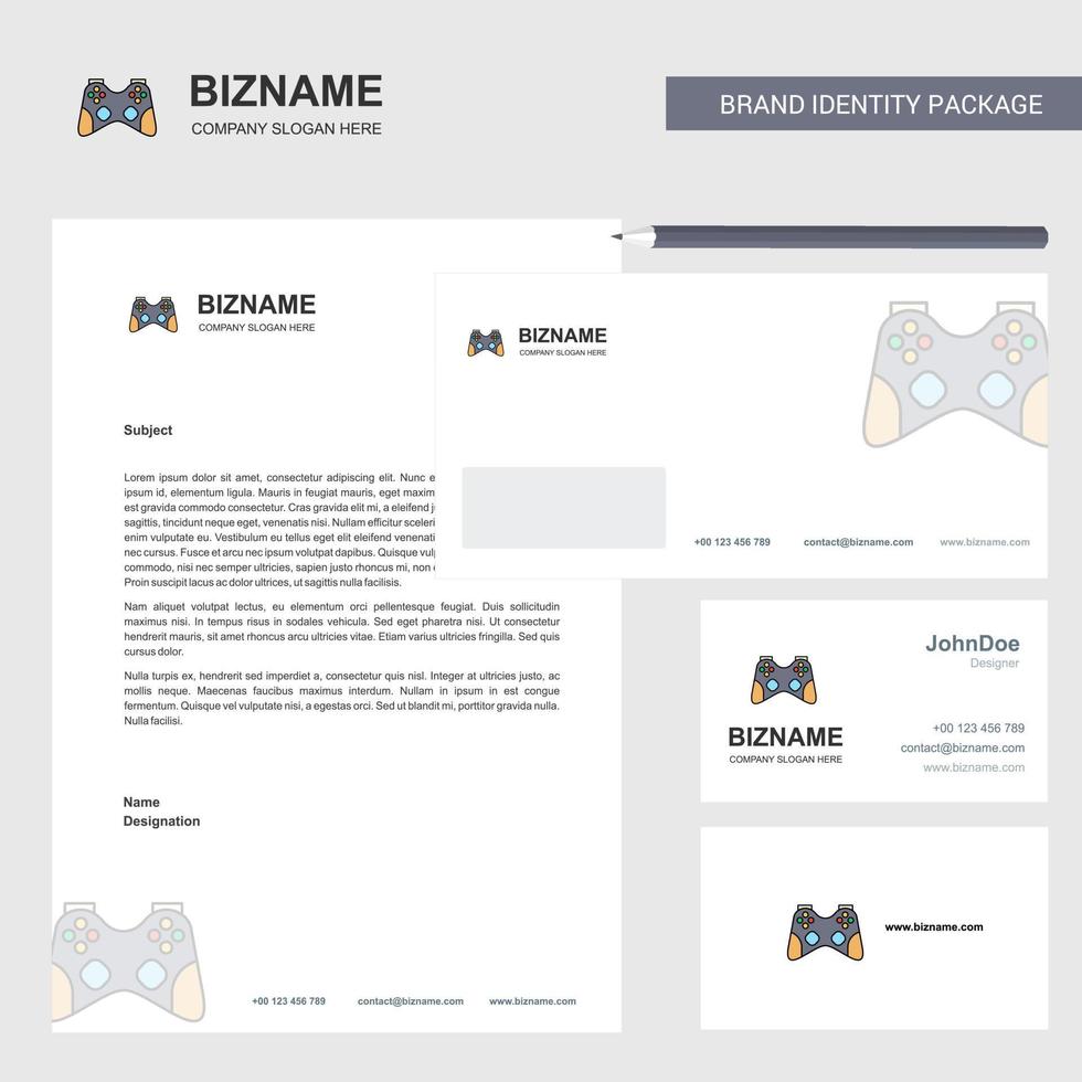 Game controller Business Letterhead Envelope and visiting Card Design vector template