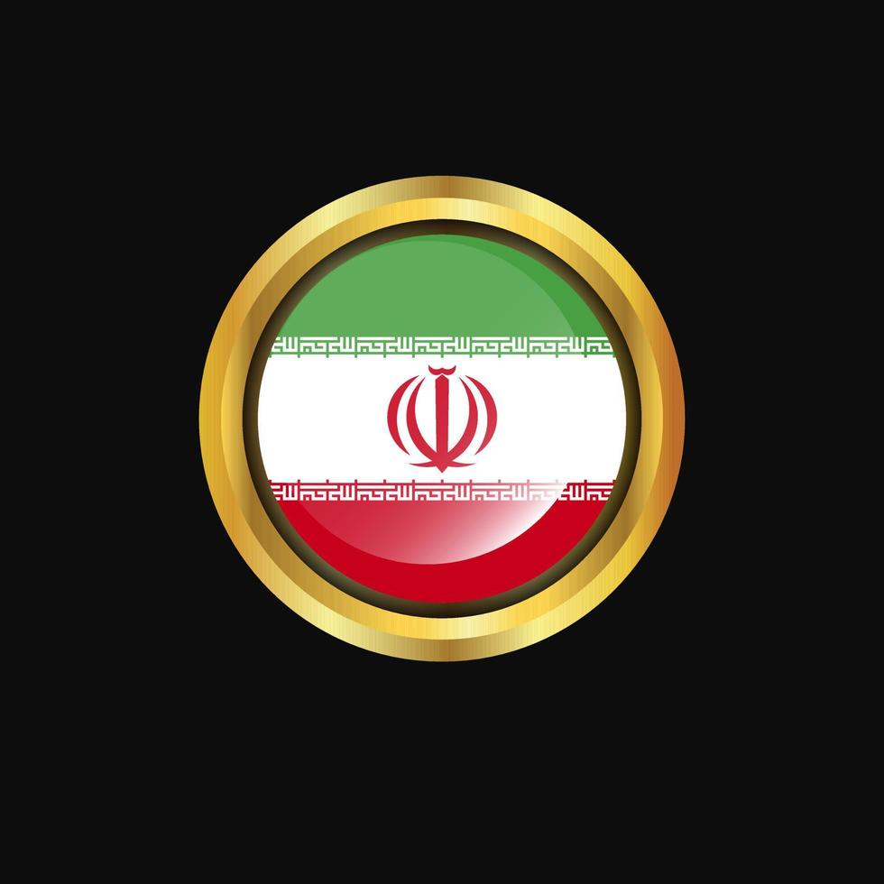 botón dorado de la bandera de irán vector