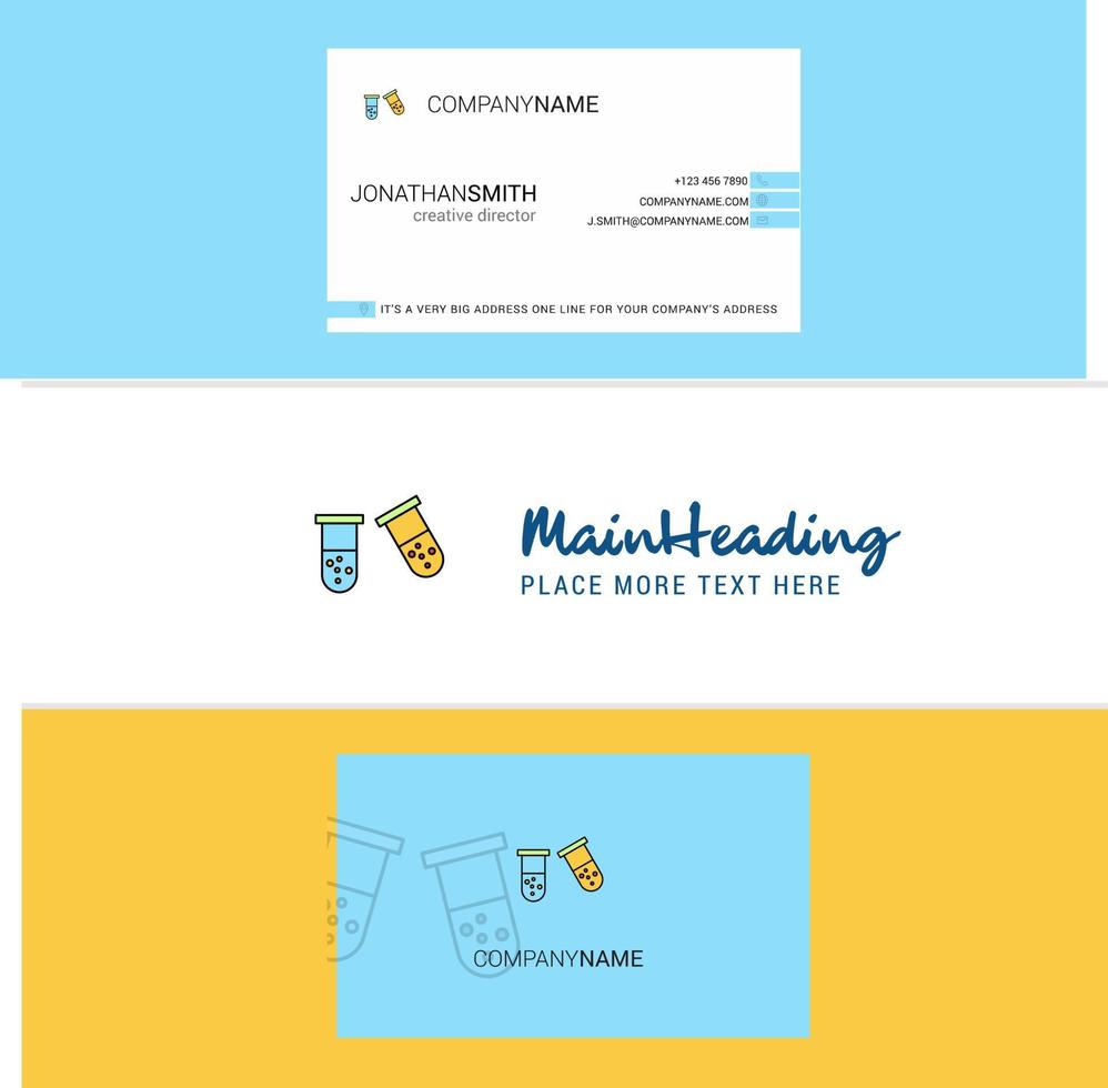 Beautiful Test tube Logo and business card vertical Design Vector