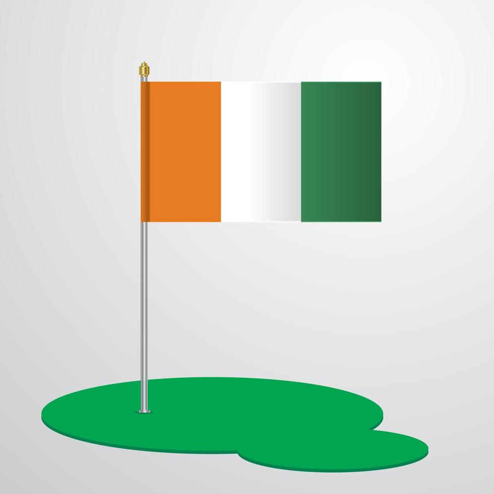 Cote d Ivoire Ivory Coast Flag Pole vector